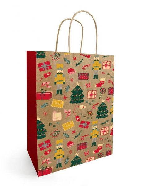 Noella - Borsa con cordoncino in carta NATALE 34x14x39,5 cm Naturale (50 pezzi) | 5 pezzi