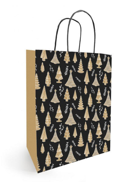 Papieren koordtas KERST 23x12x30cm Woody 50 stuks