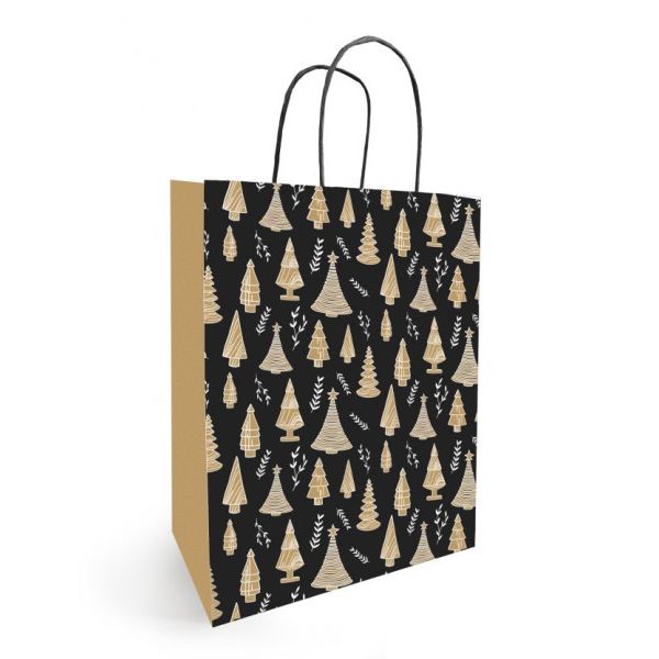 Klika - Papieren koordtas KERST 23x12x30cm Woody 50 stuks