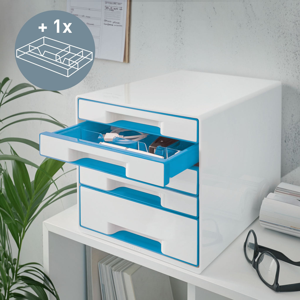 Leitz - Wow Cube bureaulade-organizer Kunststof Blauw, Wit