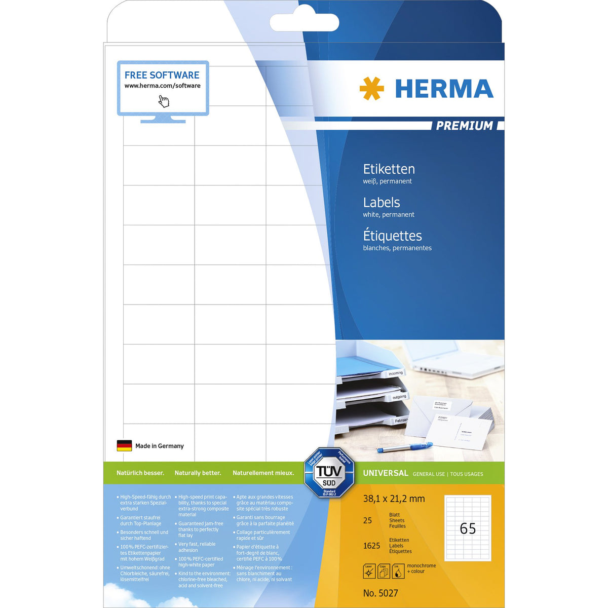 HERMA - Etiket 5027 38.1x21.2mm premium wit