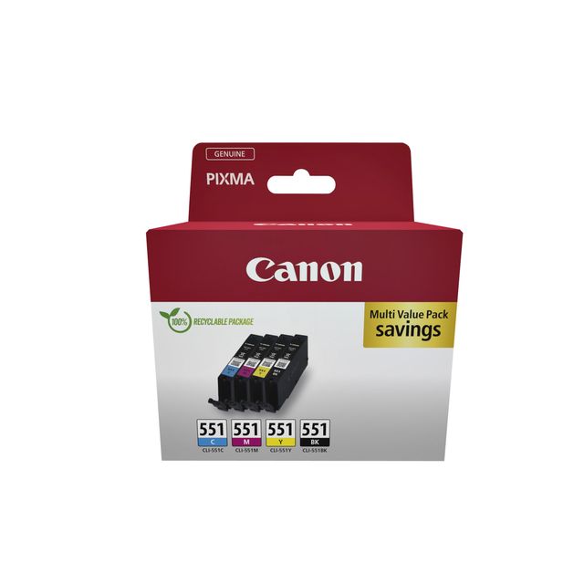 Canon - Cartouche d'encre CLI-551 noire + 3 couleurs