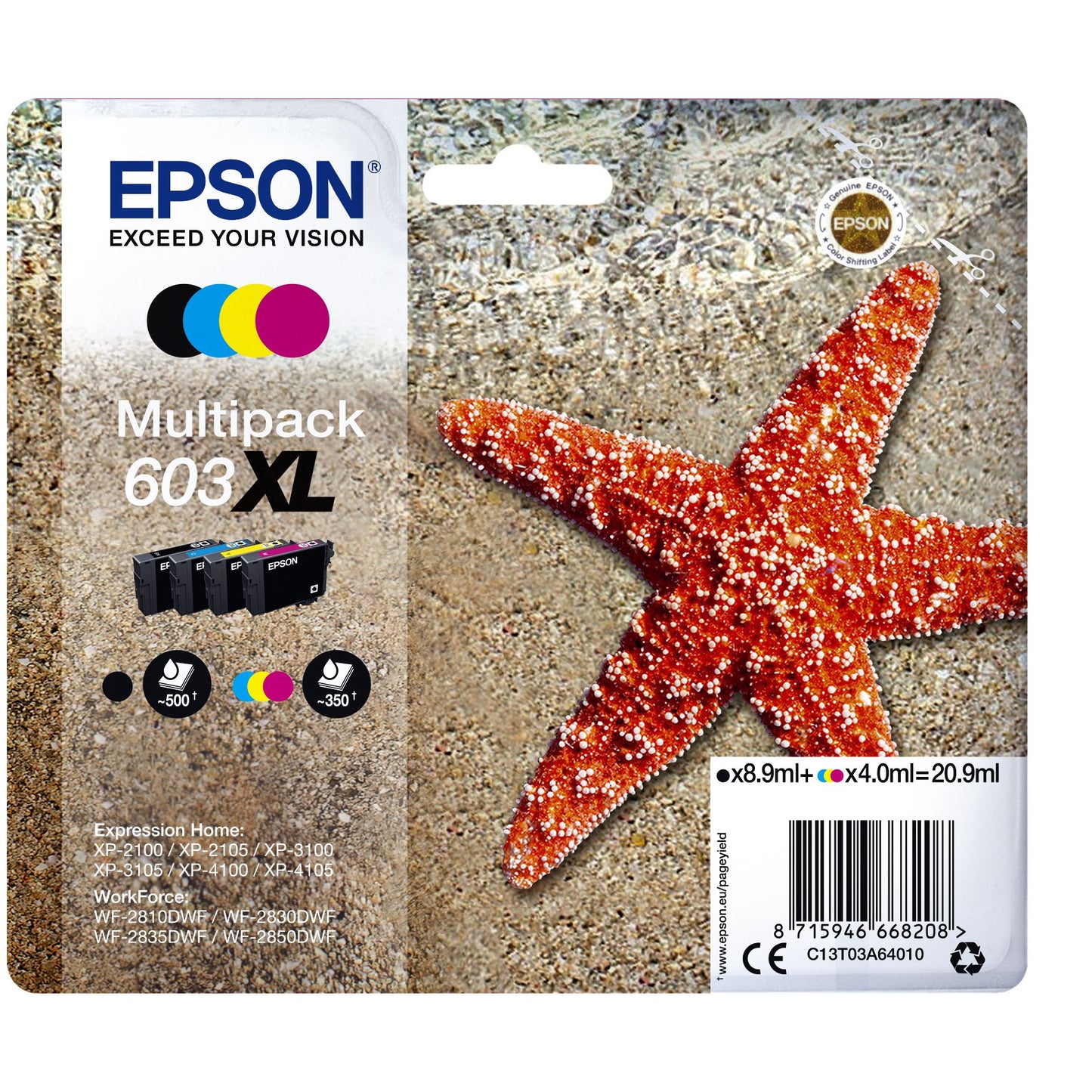 Epson - Tintenpatrone 603XL T03A6 Schwarz + 3 Farben