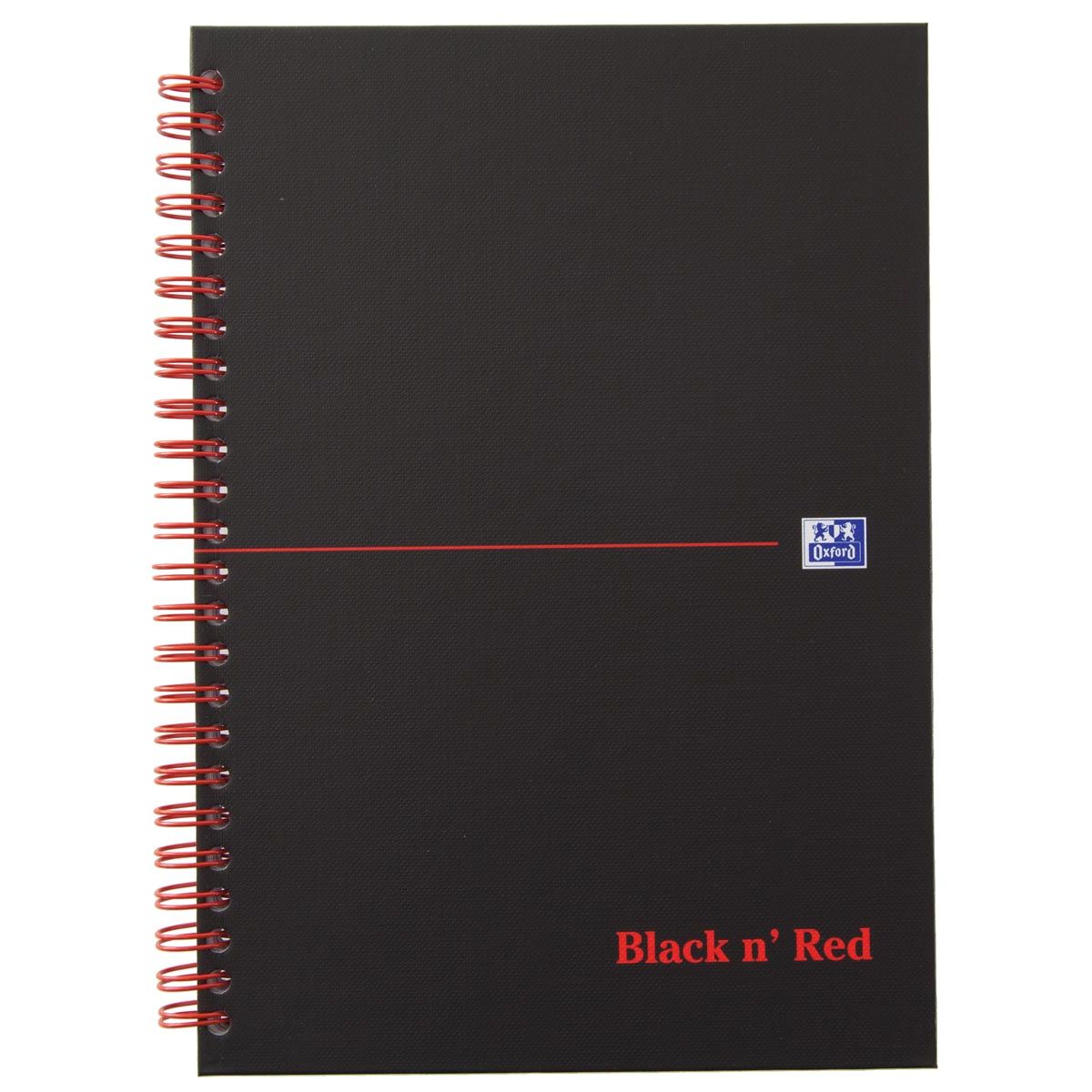 Oxford - BLACK N' RED spiraalblok karton, 140 bladzijden ft A5, geruit 5 mm