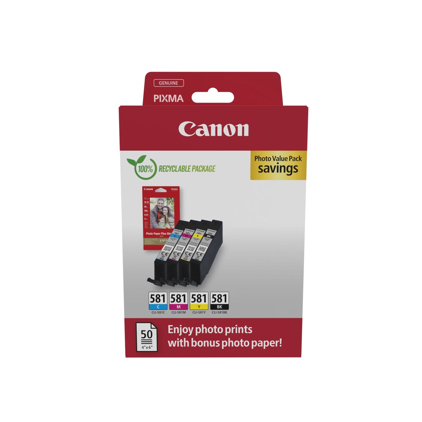 Canon - Inktcartridge CLI-581 4 kleuren + papier