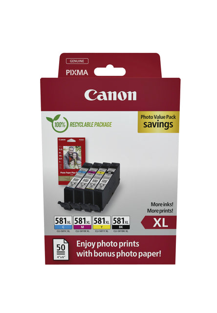 Canon - Ink cartridge CLI-581XL 4 colors + paper