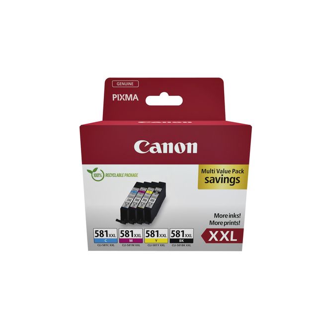 Canon - Cartucho de tinta CLI-581XXL negro + 3 colores