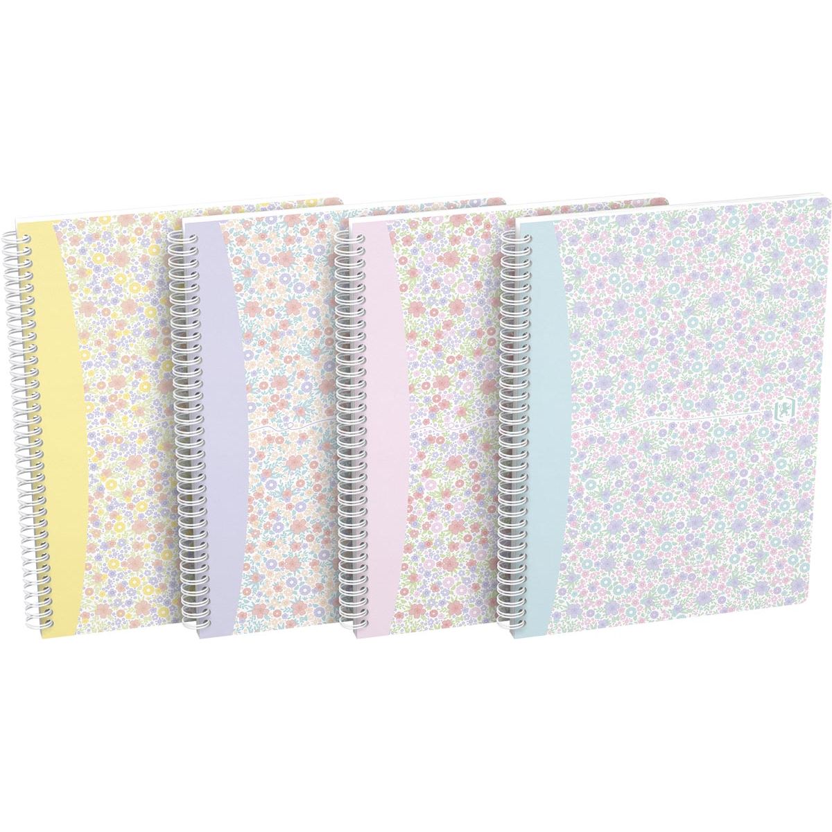 Oxford - Floral softcover spiraalschrift, ft B5, 60 vel, gelijnd, 3 geassorteerde designs