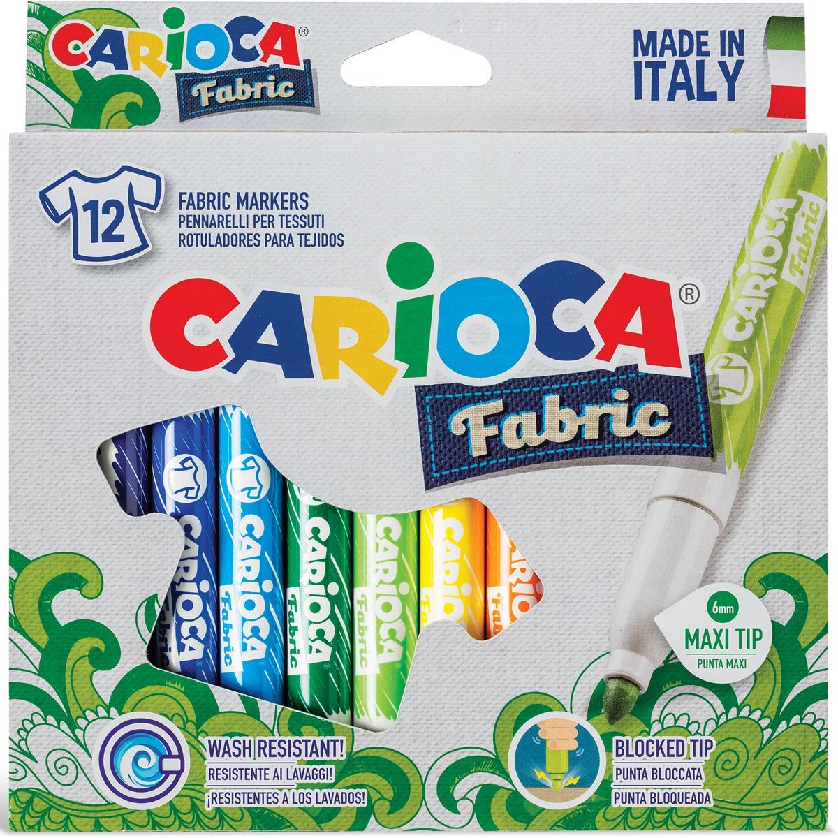 Carioca - textielstift Fabric, kartonnen etui met 12 stiften