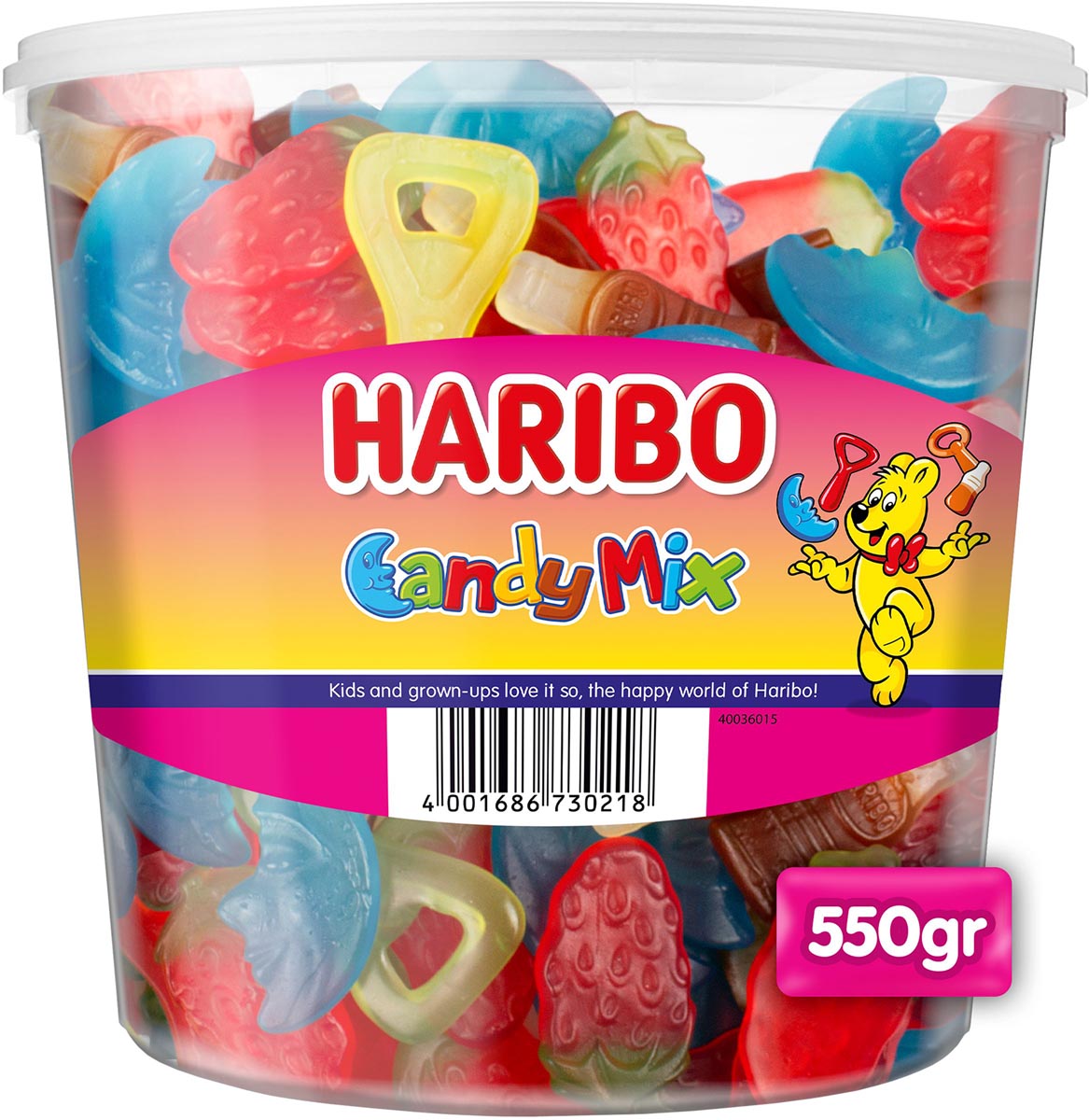 Haribo - snoepgoed Candy mix, emmer van 550 g