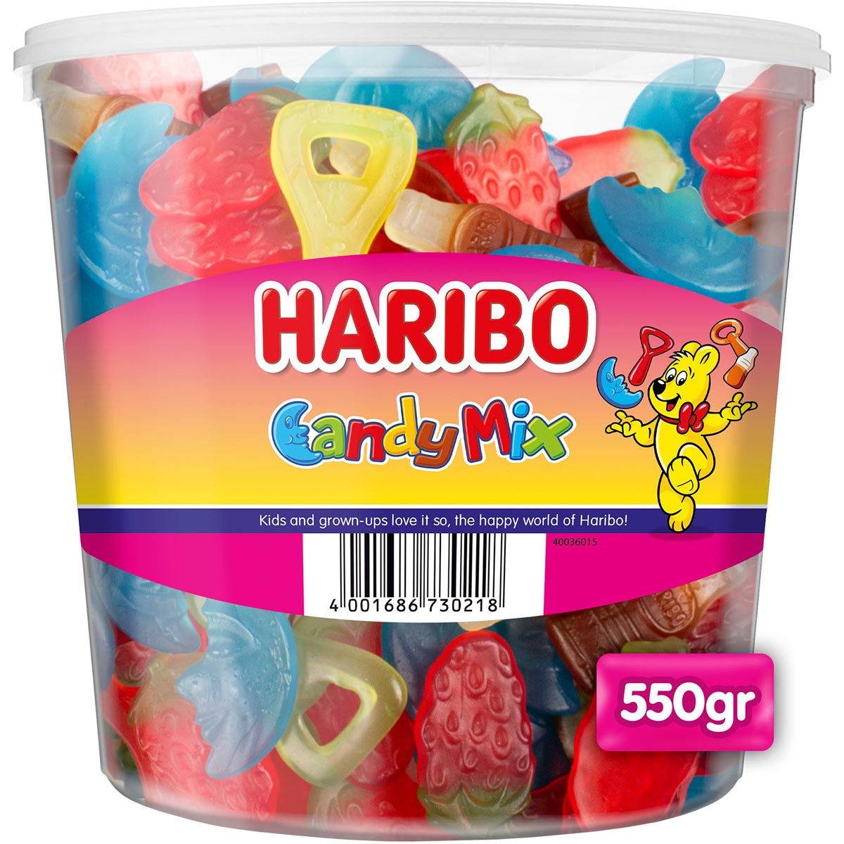 Haribo - snoepgoed Candy mix, emmer van 550 g