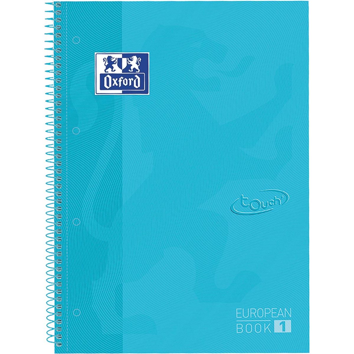 Oxford - Bloc à spirales School Touch peanbook, ft A4+, 160 pages, carreaux 5 mm, bleu pastel
