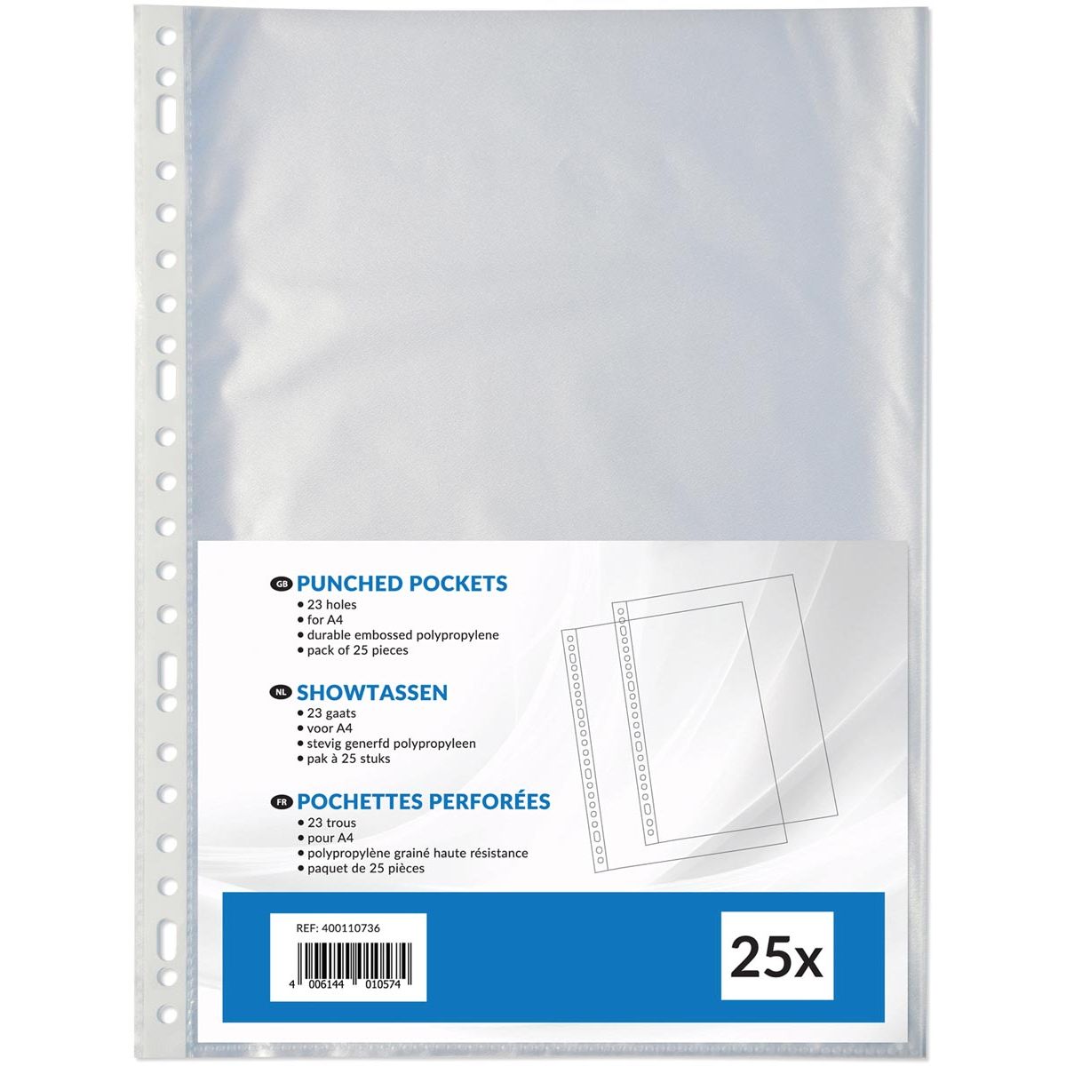 Klika - Perforated show bag ft A4, 23-hole perforation, pack of 25 pieces