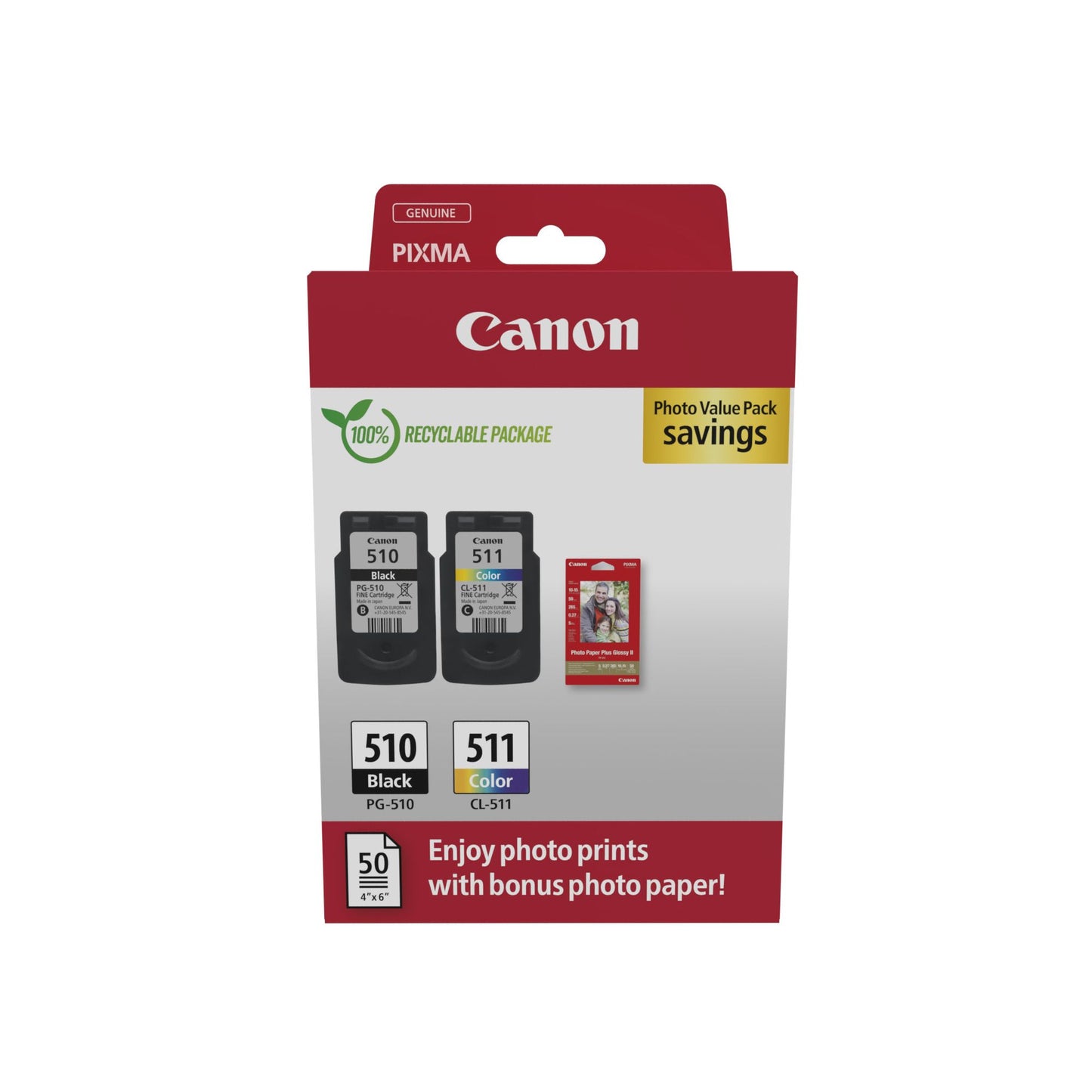 Canon - Inktcartridge PG-510 CL-511 zw + kl + papier