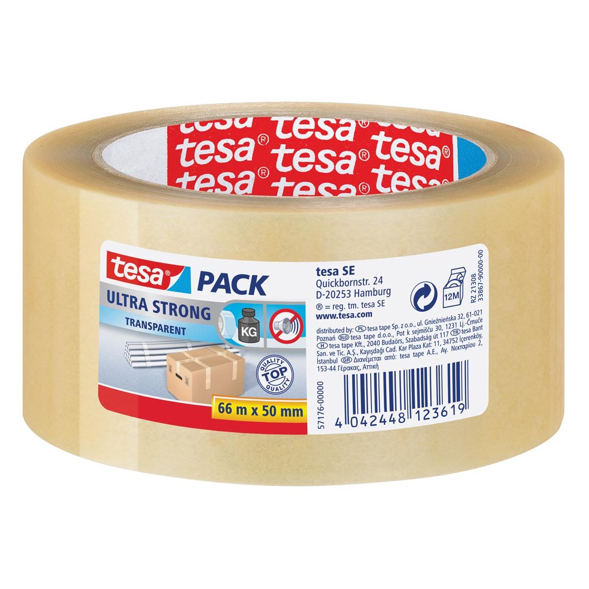 Tesa - pack Ultra Strong, ft 50 mm x 66 m, PVC, transparant