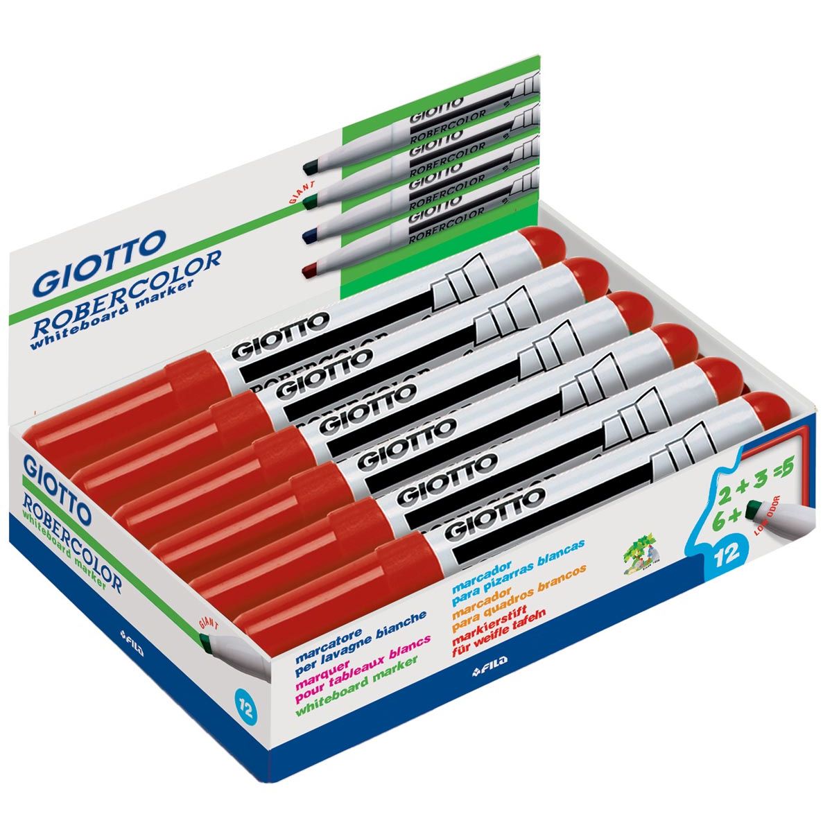 Giotto - Marqueur pour tableau blanc Robercolor maxi, pointe coudée, rouge