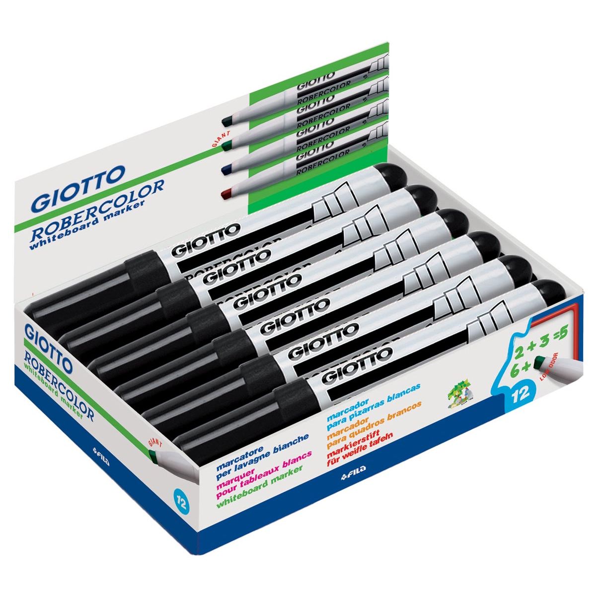 Giotto - Robercolor whiteboardmarker maxi, schuine punt, zwart
