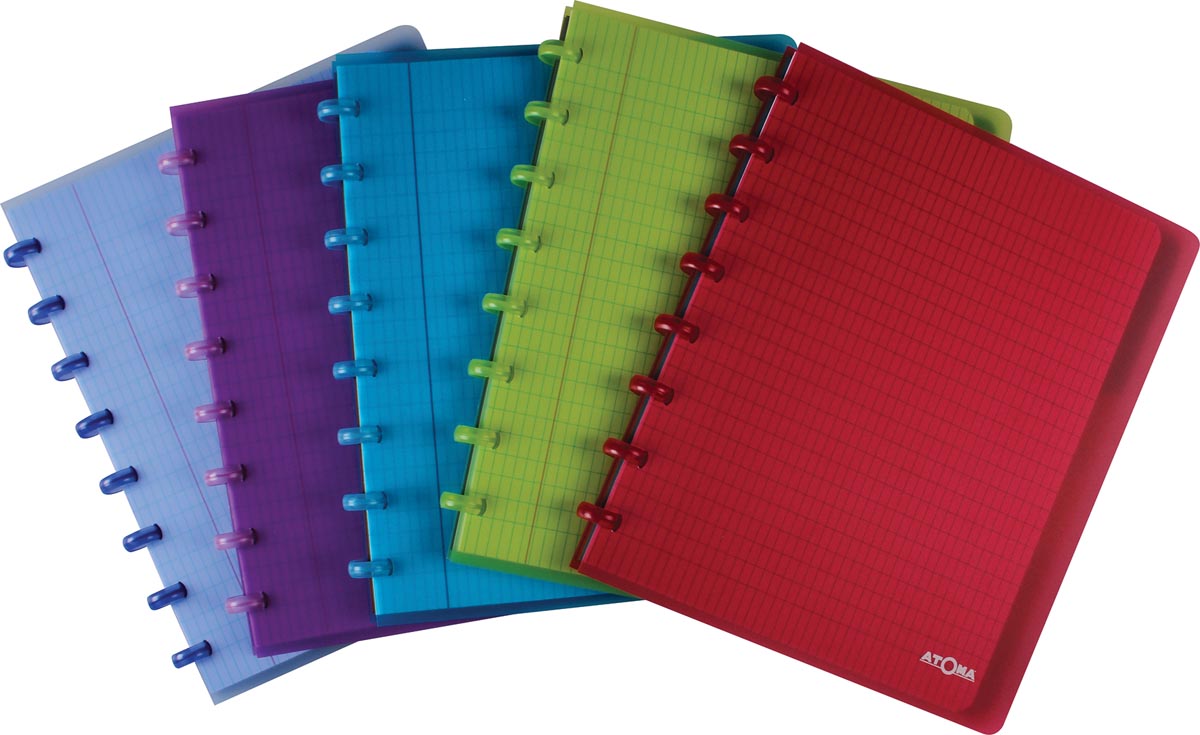 Atoma - Carnet Trendy, ft A5+, 120 pages, à carreaux commerciaux, avec 6 onglets, couleurs assorties