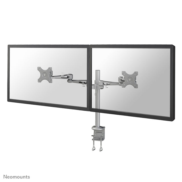 Neomounts - Braccio portamonitor D935D 2x10-27 con morsetto grigio argento