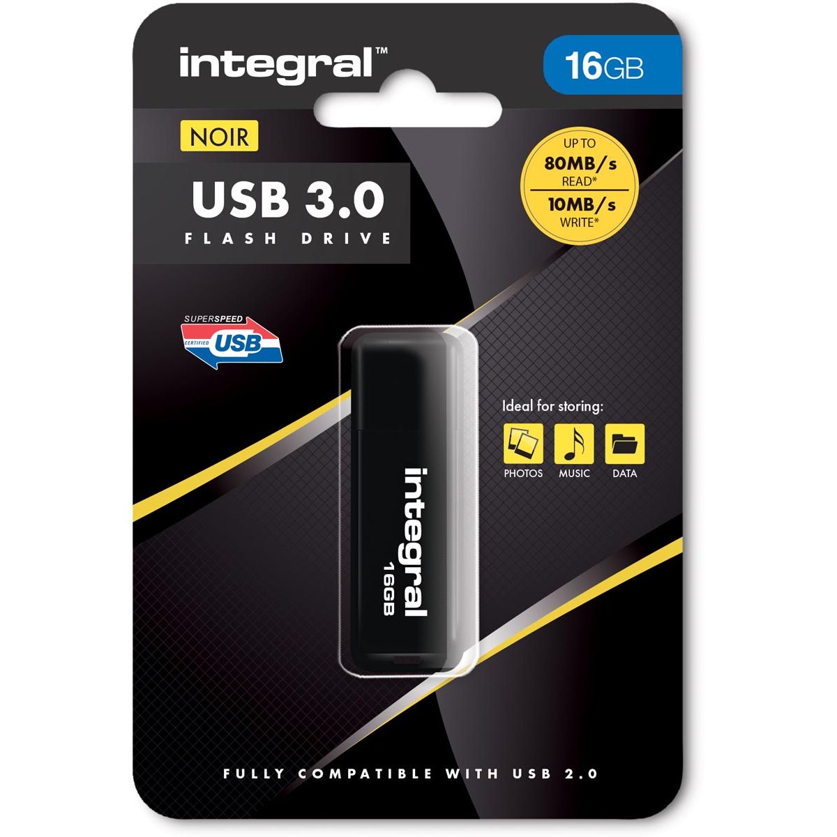 Integral - USB stick 3.0, 16 GB, black