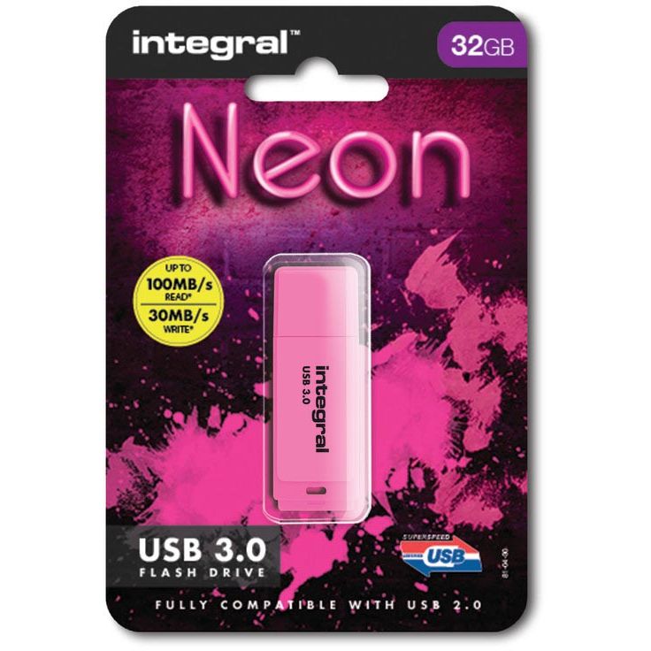 Integrale - Chiavetta USB 3.0 Neon, 32 GB, rosa