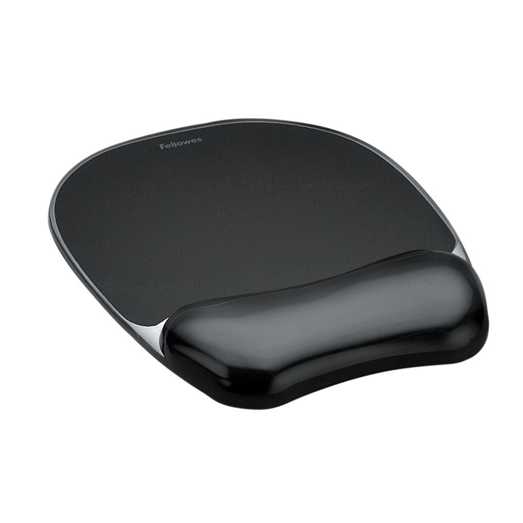 Fellowes - Tappetino per mouse supporto polso cristalli gel tr nero