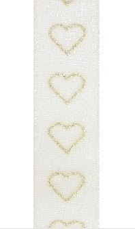 Valentine - Band glitzernde Herzen Gold 10m x 15mm