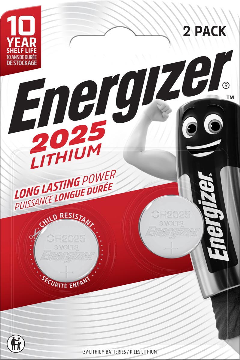 Energizer - knoopcel CR2025, blister van 2 stuks