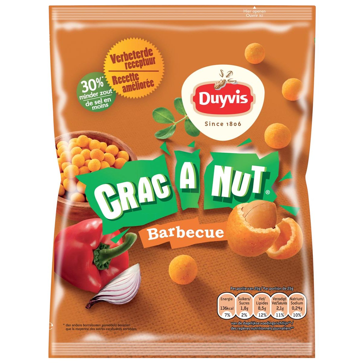 Duyvis - nootjes Crac A Nut barbecue, zakje van 200 gram