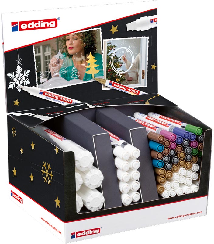 Edding - Krijtmarker e-4085, e-4090, e-4095, display van 68 stuks
