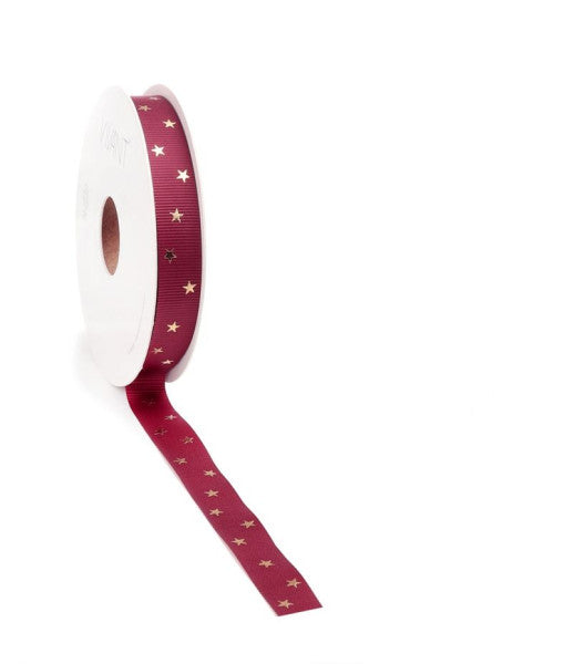 Christmas Ribbon Classic Star ribbon 15mm x 20 meters red