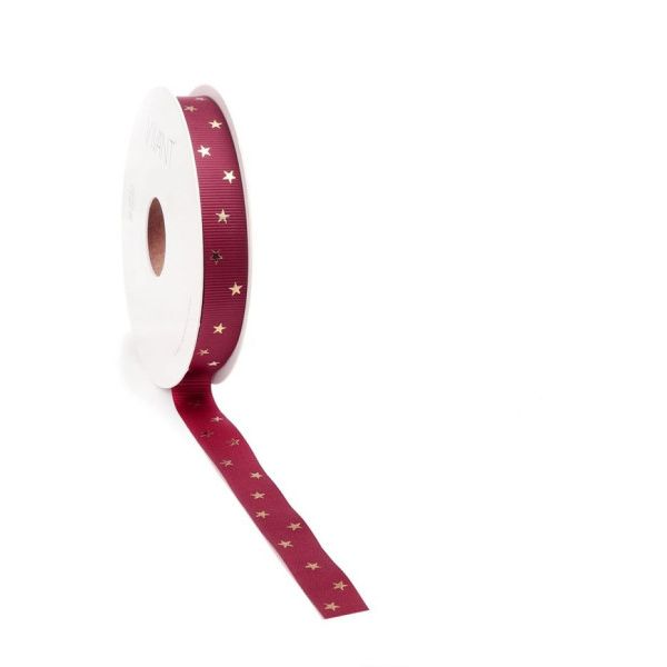 Christmas Ribbon Classic Star ribbon 15mm x 20 meters red