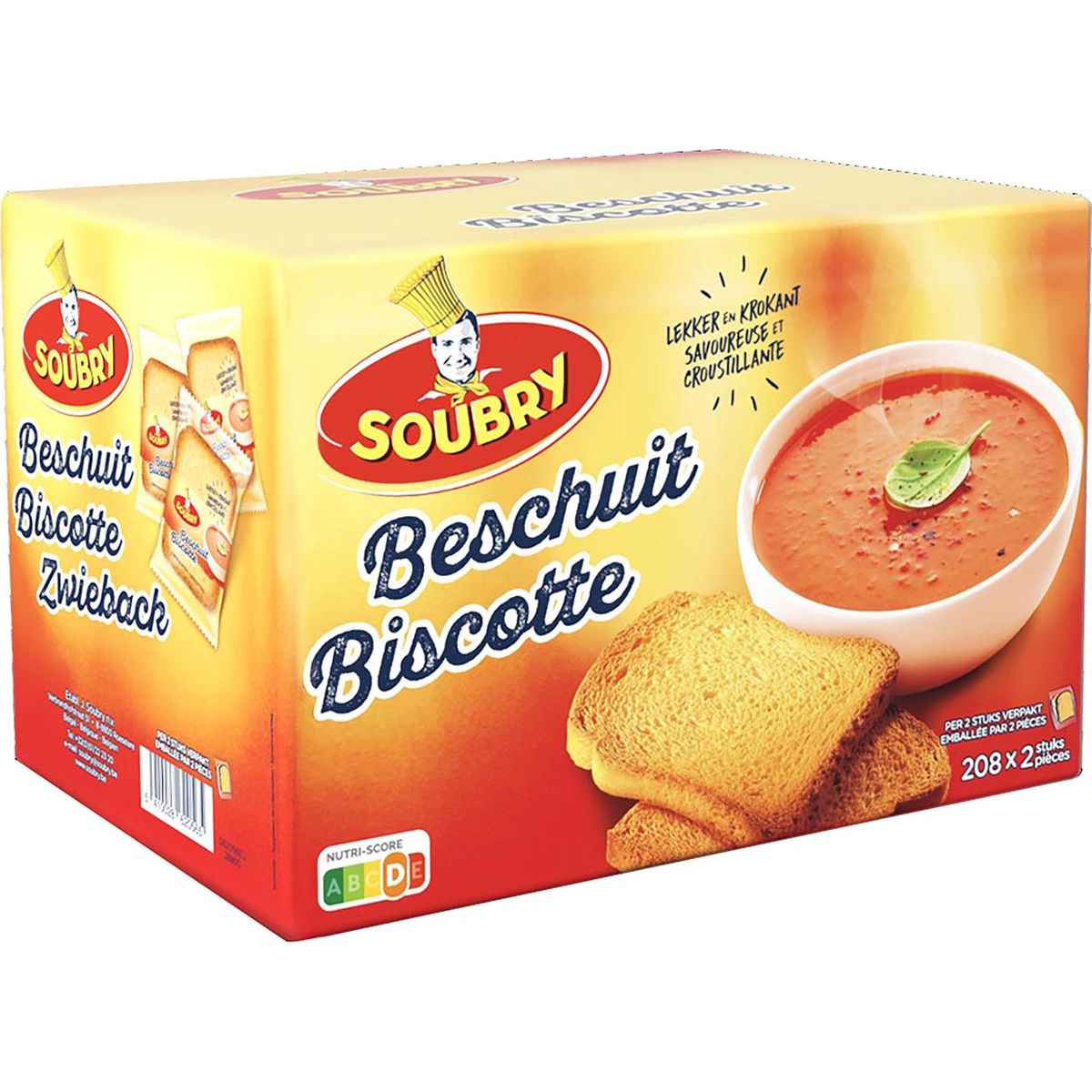 Soubry - beschuiten, per 2 verpakt, doos van 208 stuks