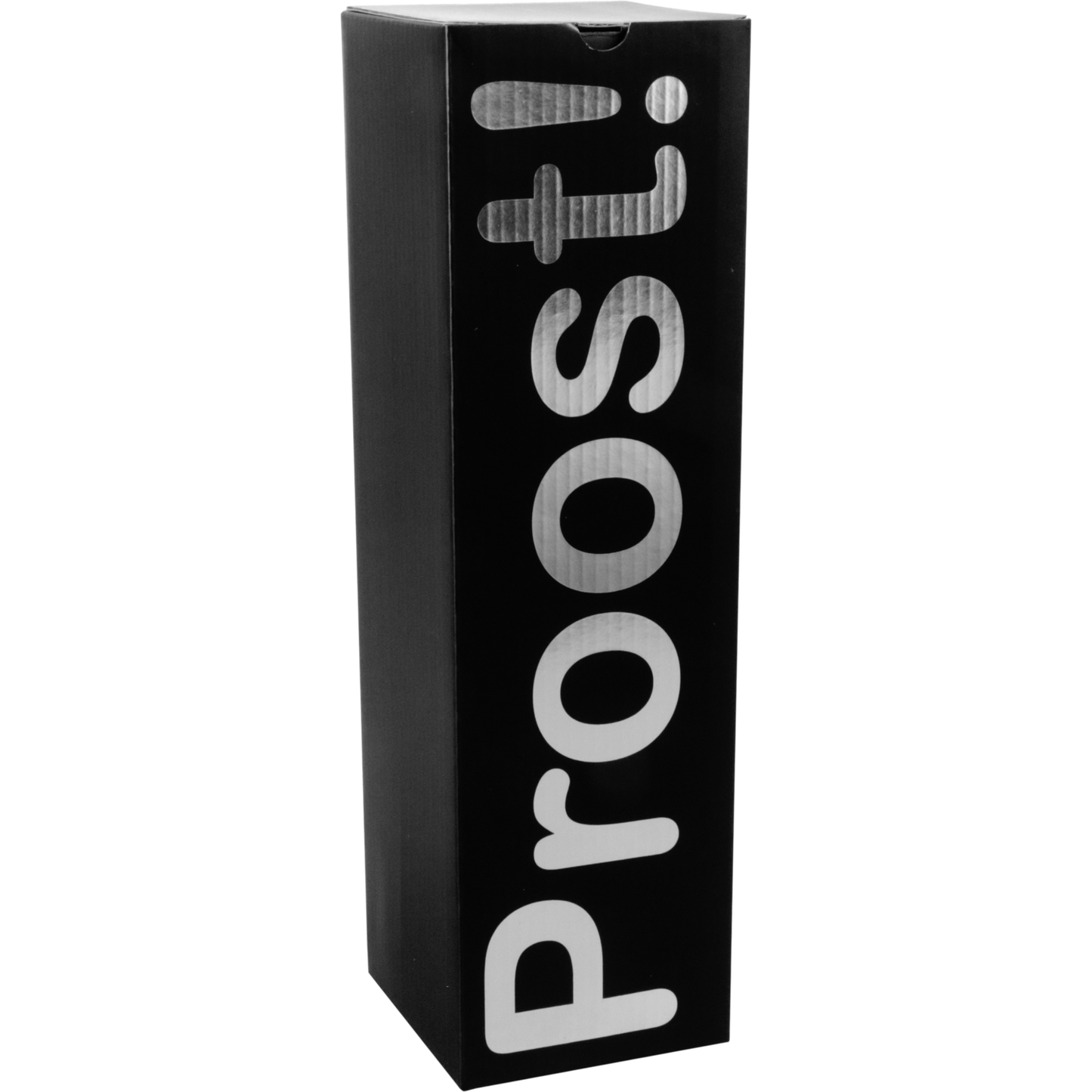 Klika - Flesdoos | Proost! | golfkarton | 1 fles | 95x95x330mm | zwart/zilver | 100 stuks