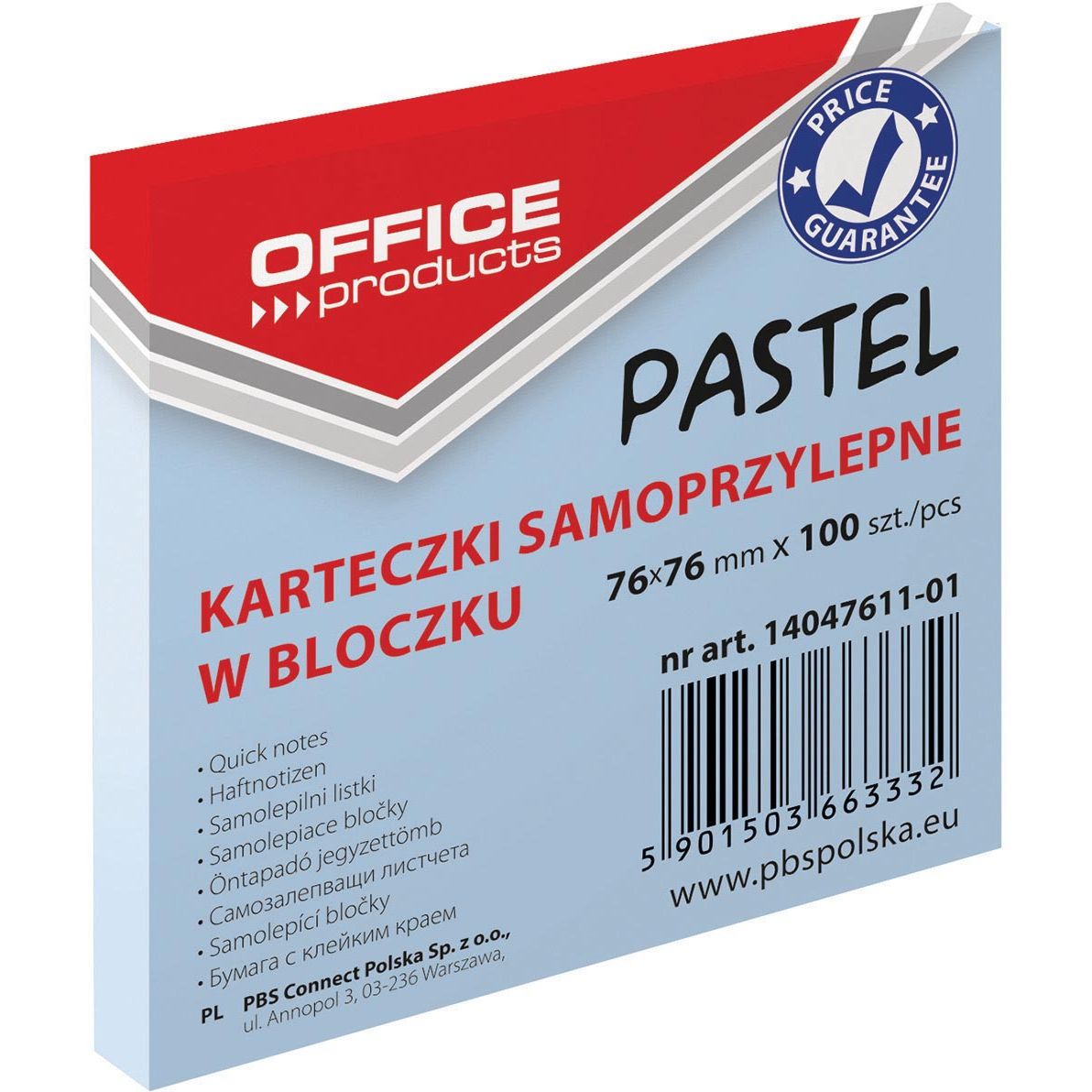 OFFICE products - memoblok tel, 76 x 76 mm, 100 vel, pastelblauw