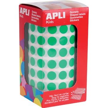 Apli - Kids stickers op rol, cirkel diameter 10,5 mm, groen
