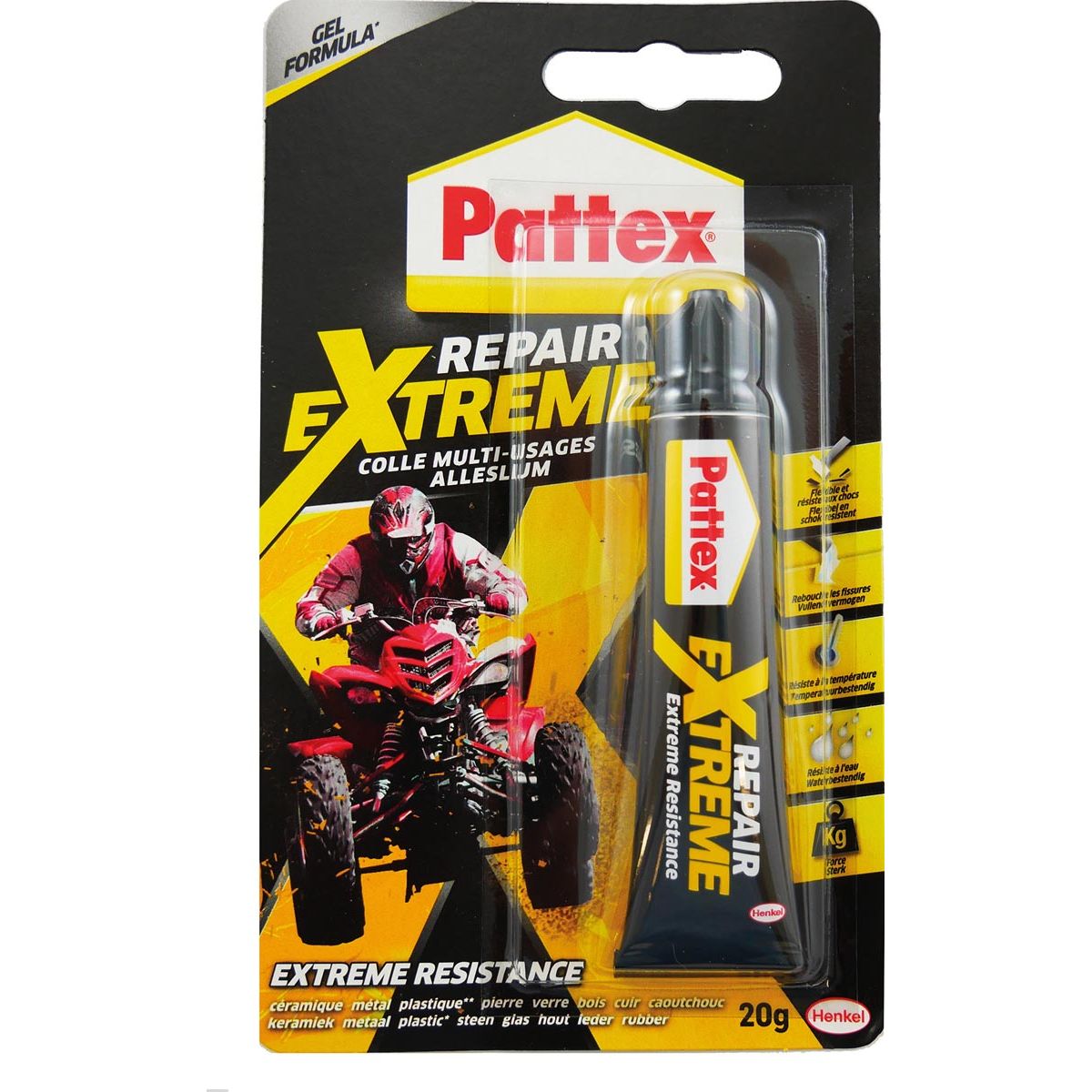 Pattex - multilijm 100 % Repair Gel, tube van 20 g, op blister