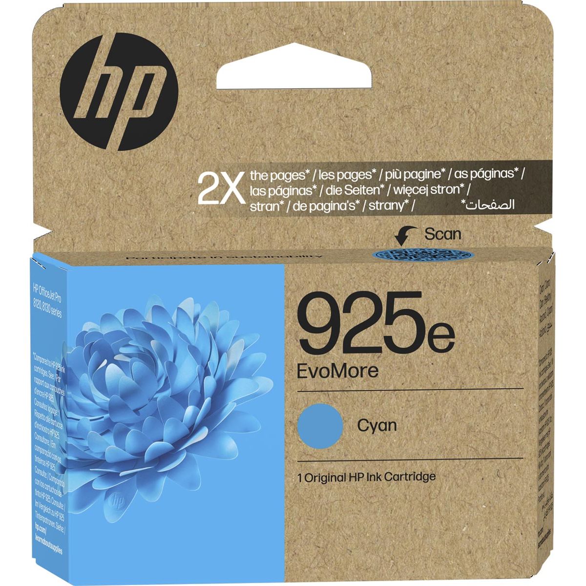 HP - inktcartridge 925e, 800 pagina's, OEM 4K0W0PE, cyaan
