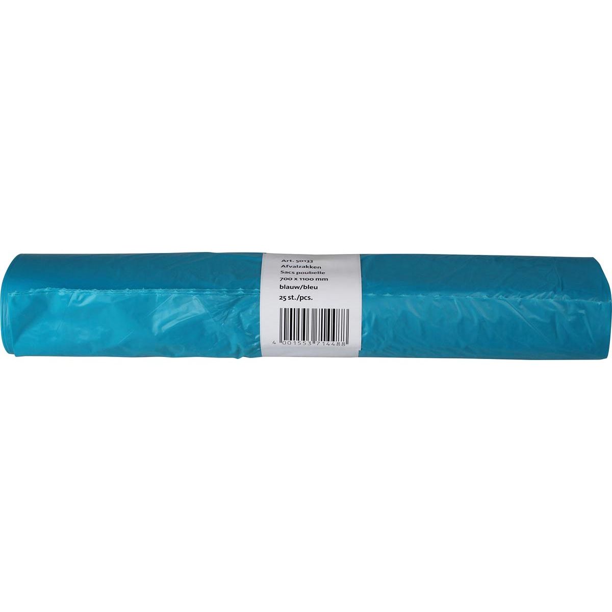 Klika - Bolsa de basura 20 micras, pies 70 x 110 x 0,2 cm, 120 litros, HDPE reciclado, azul, rollo de 25 piezas