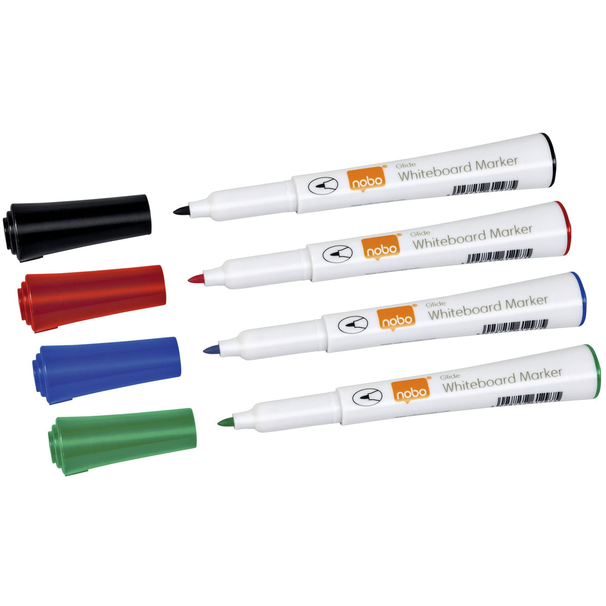 Nobo - Glide Whiteboardmarkers Fijne Punt Droog Uitw. Assorti (4)