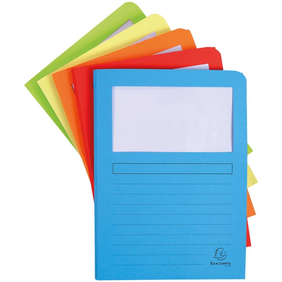 Exacompta - L-map Super met balg, voor ft A4, pak van 50 stuks, geassorteerde kleuren
