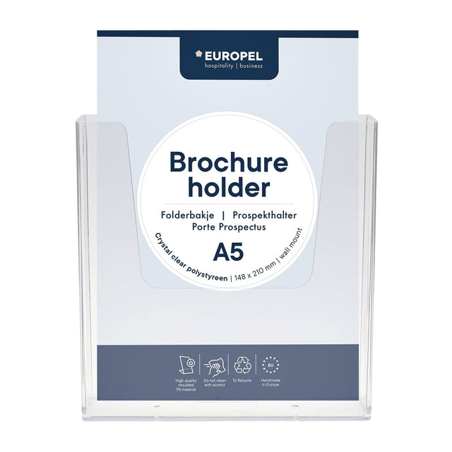 Europel - Porta depliant da parete A5 trasparente