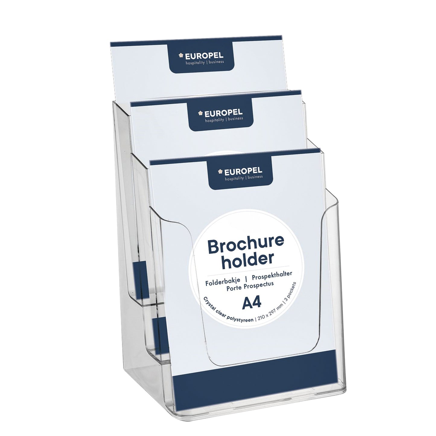 Europel - Brochure holder peel 3 compartments A4 transparent