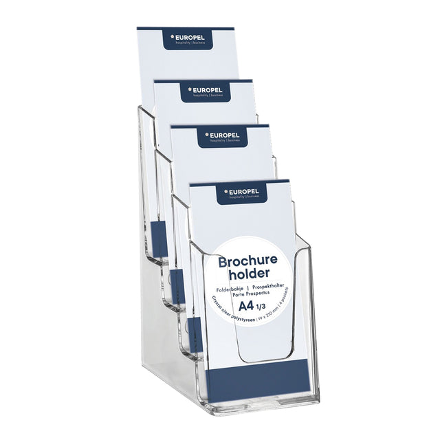 Europel - Leaflet holder peel 4 compartments 1/3 A4 transparent