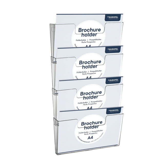 Europel - Leaflet holder peel 4x A4 wall landscape connectable transparent