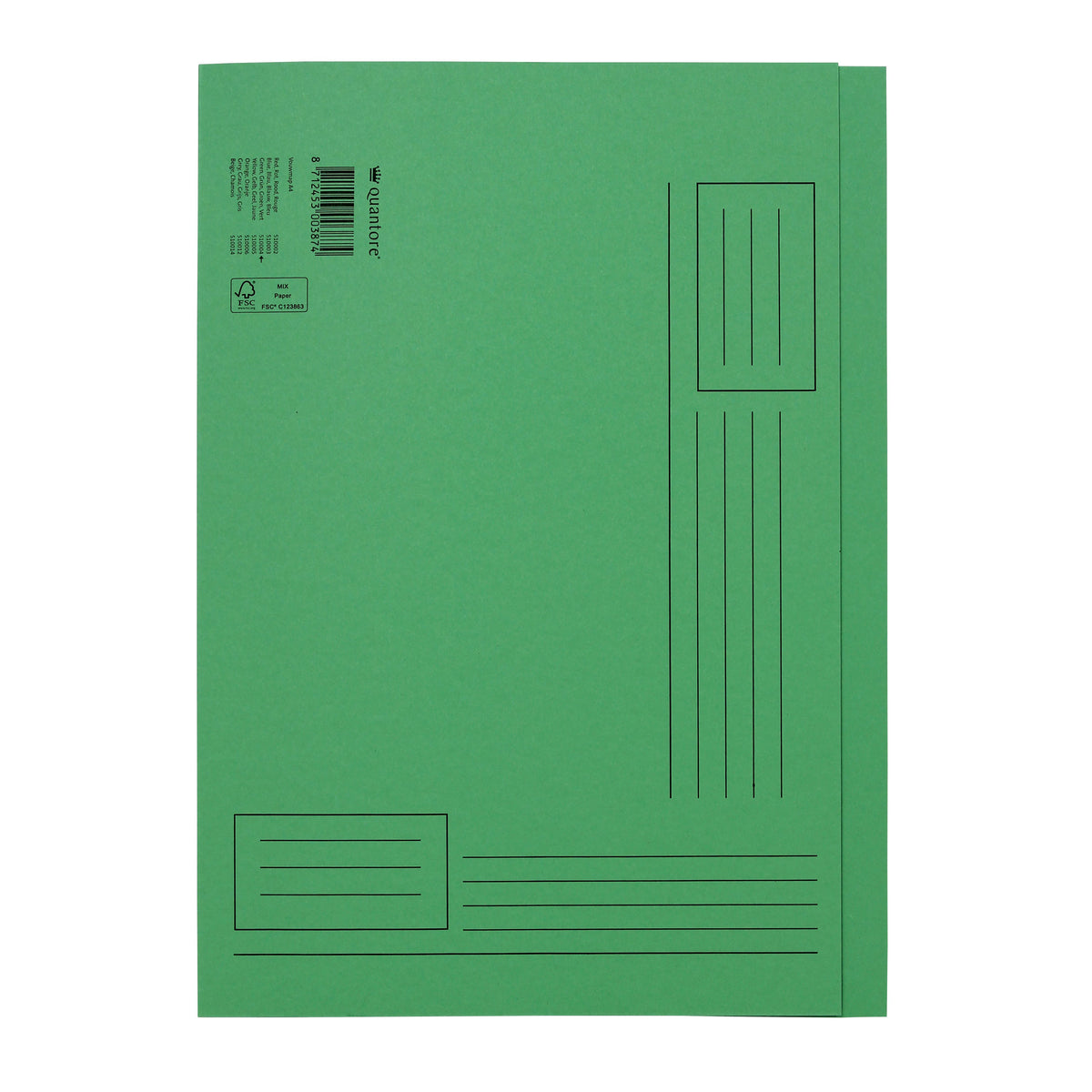 Quantore - Cartella pieghevole A4 lato irregolare 250gr verde | 50 pezzi