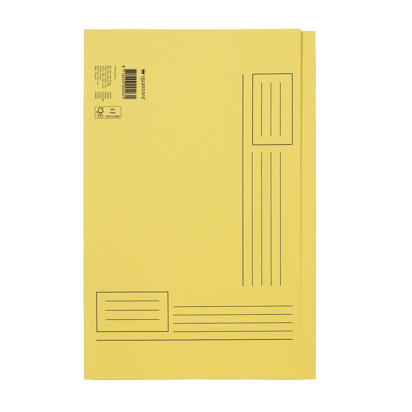 Quantore - Folding folder Folio uneven side 250gr yellow