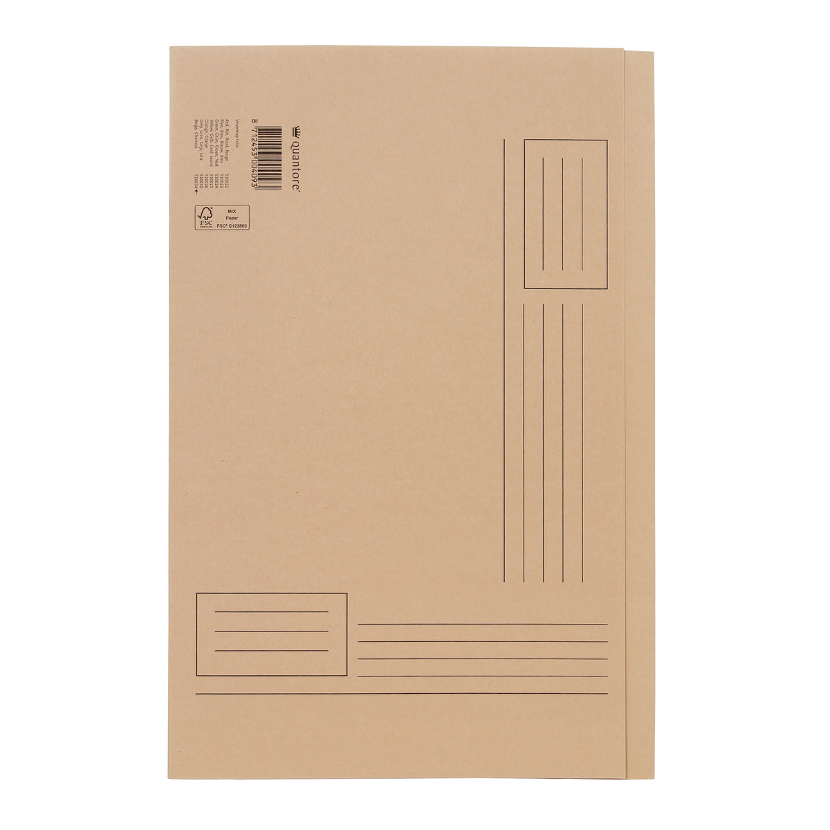 Quantore - Folding folder Folio uneven side 250gr beige | 10 pieces