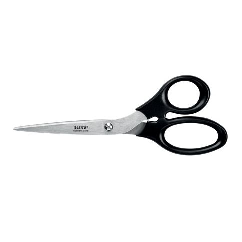 Leitz - 54250095 buro- knutselschaar Kantoorschaar Rechte knip Zwart, Roestvrijstaal