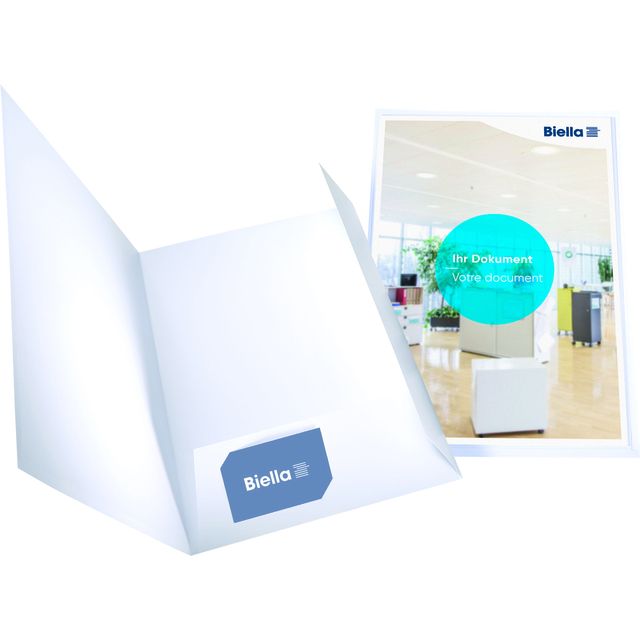 Biella - Dossier de devis Pearl 1 A4 avec pochette insérée 2 rabats blanc | 25 pièces